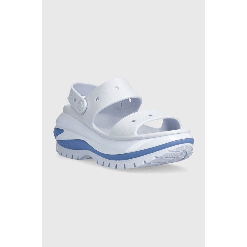 Чехли Crocs Classic Mega Crush Sandal в синьо с платформа 207989
