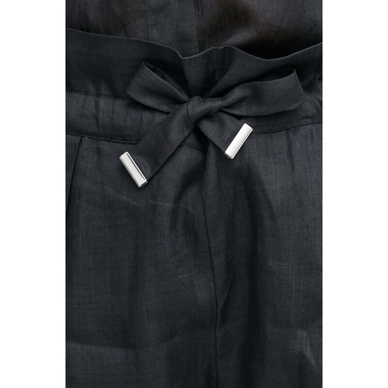Къс панталон Boss Orange в черно с изчистен дизайн висока талия 50511755