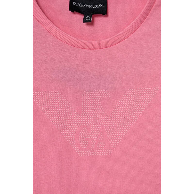 Детска памучна тениска Emporio Armani в розово