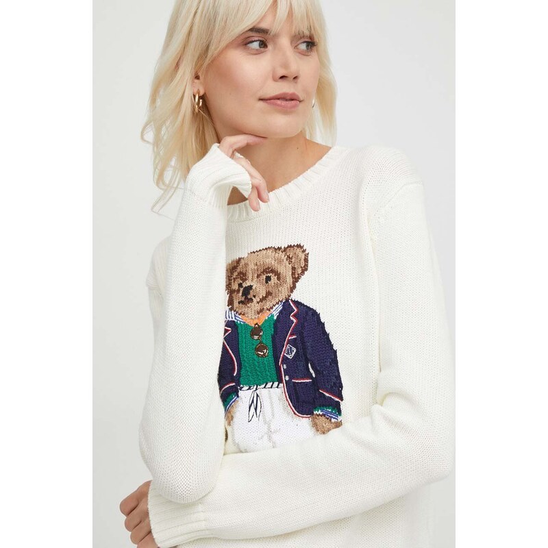 Памучен пуловер Polo Ralph Lauren в бежово 211924417