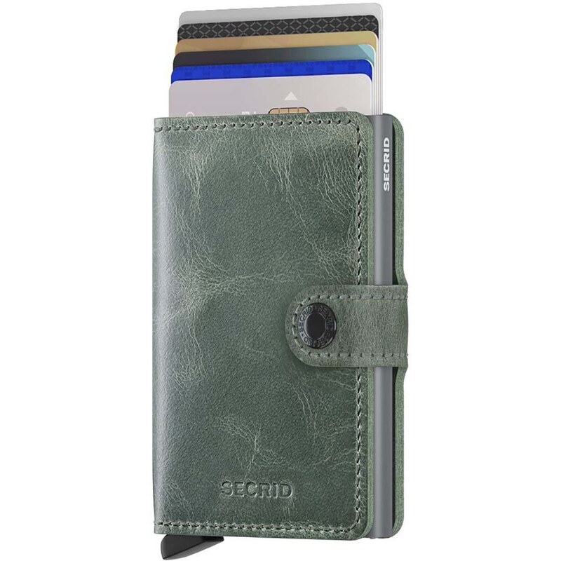 Кожен портфейл Secrid Miniwallet Vintage Sage в зелено