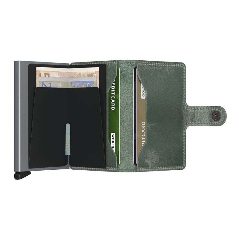 Кожен портфейл Secrid Miniwallet Vintage Sage в зелено
