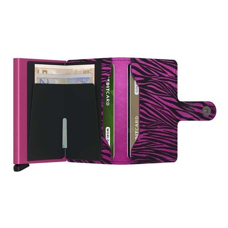 Кожен портфейл Secrid Miniwallet Zebra Fuchsia в розово