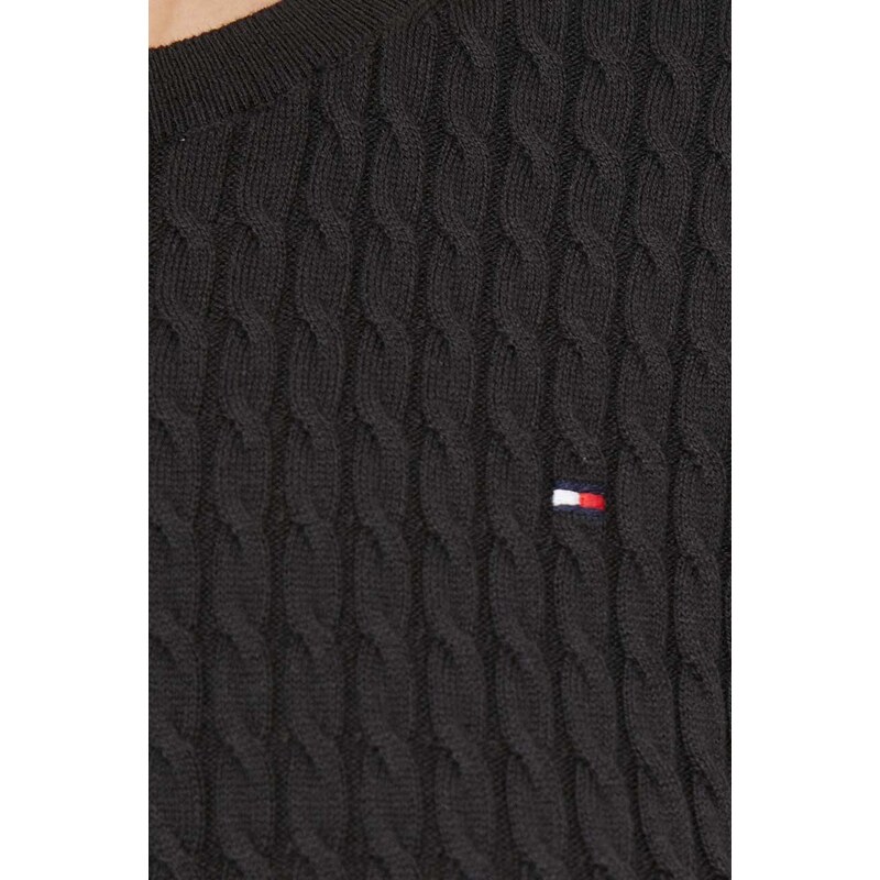 Памучен пуловер Tommy Hilfiger в черно от лека материя WW0WW41787