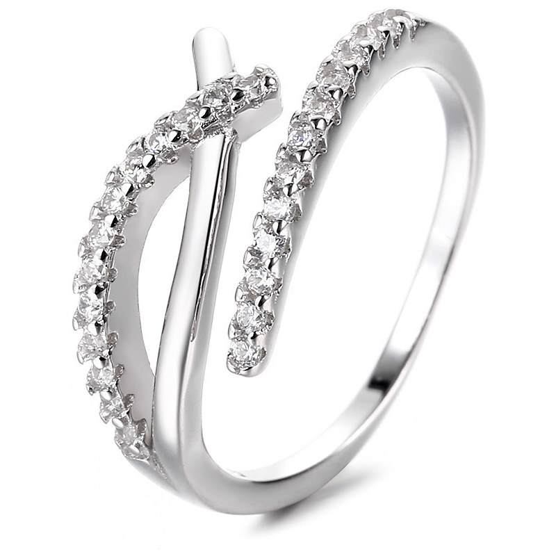 DELIS Регулируем сребърен пръстен, JW886, елегантен дизайн, с родиево покритие