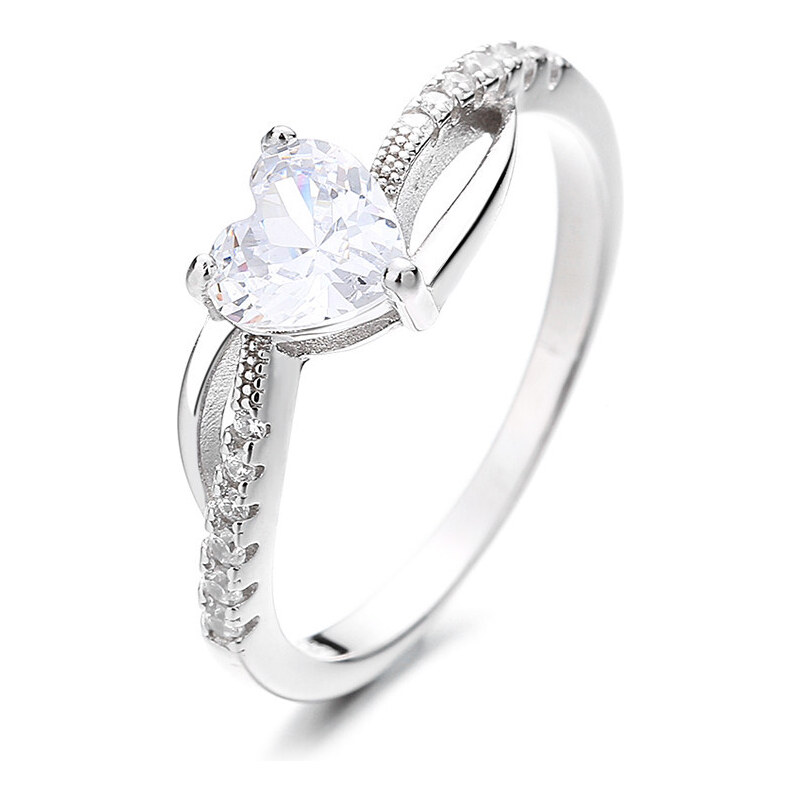 DELIS Сребърен пръстен, JW890, дизайн на сърце, с родиево покритие