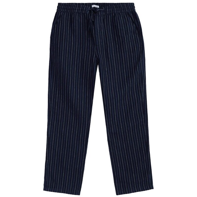 Knowledge Cotton Apparel KnowledgeCotton Apparel Loose Striped Linen Pants — Blue