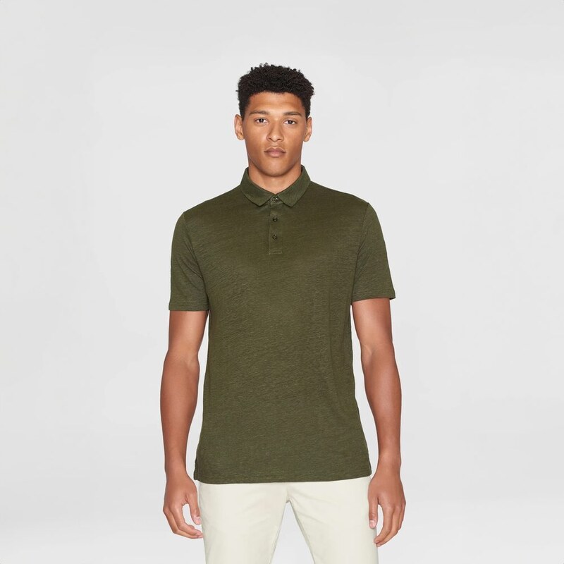 Knowledge Cotton Apparel KnowledgeCotton Apparel Linen Polo — Forest Night