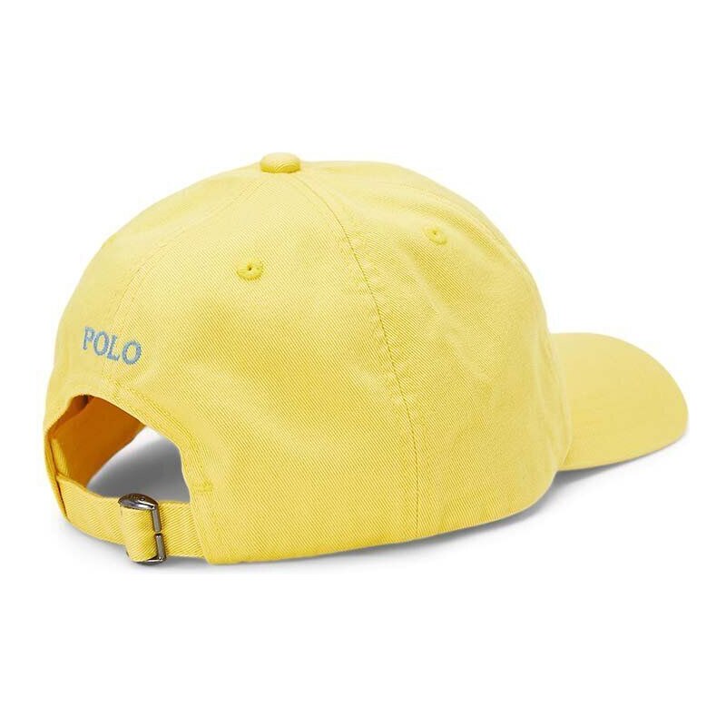 Детска памучна шапка с козирка Polo Ralph Lauren в жълто с изчистен дизайн