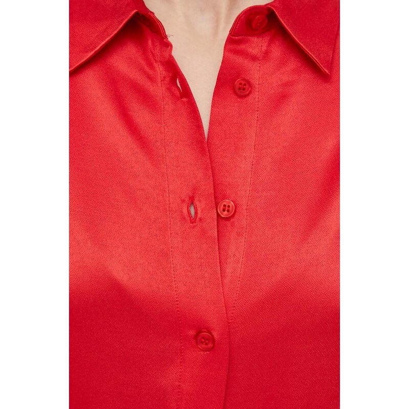 Samsoe Samsoe Риза Samsoe SAMADISONI дамска в червено със стандартна кройка с класическа яка F24100143