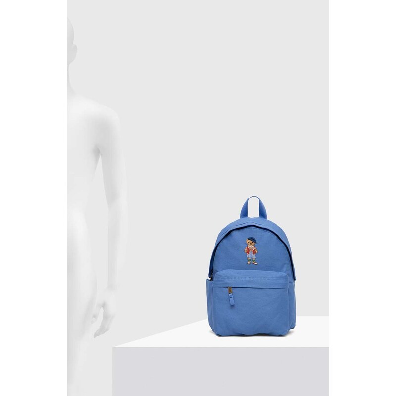 Детска раница Polo Ralph Lauren в синьо малък размер с изчистен дизайн