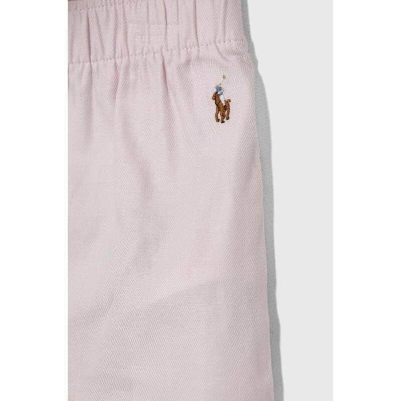 Детска памучна пижама Polo Ralph Lauren в розово с изчистен дизайн