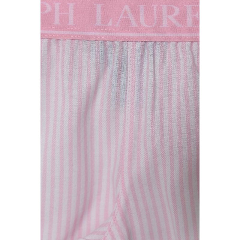 Детска памучна пижама Polo Ralph Lauren в розово с десен