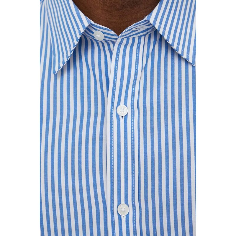 Риза Michael Kors мъжка в синьо с кройка по тялото с класическа яка