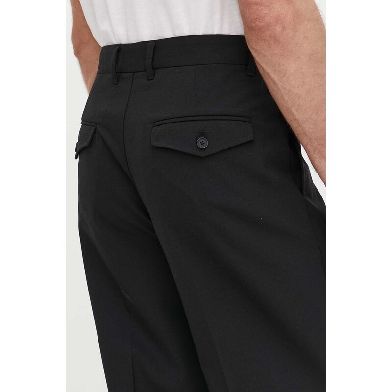 Samsoe Samsoe Панталон с вълна Samsoe SACHRISTOPH в черно със стандартна кройка M24100104