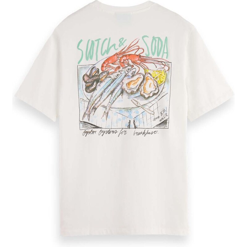 SCOTCH & SODA T-Shirt Front Back Artwork 175641 SC0001 off white