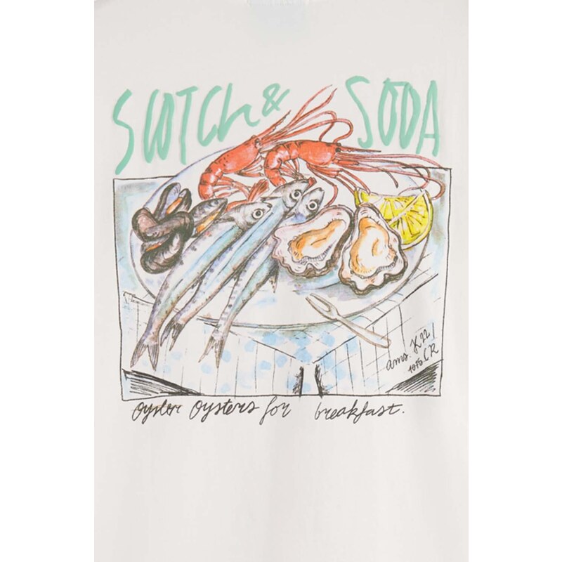 SCOTCH & SODA T-Shirt Front Back Artwork 175641 SC0001 off white