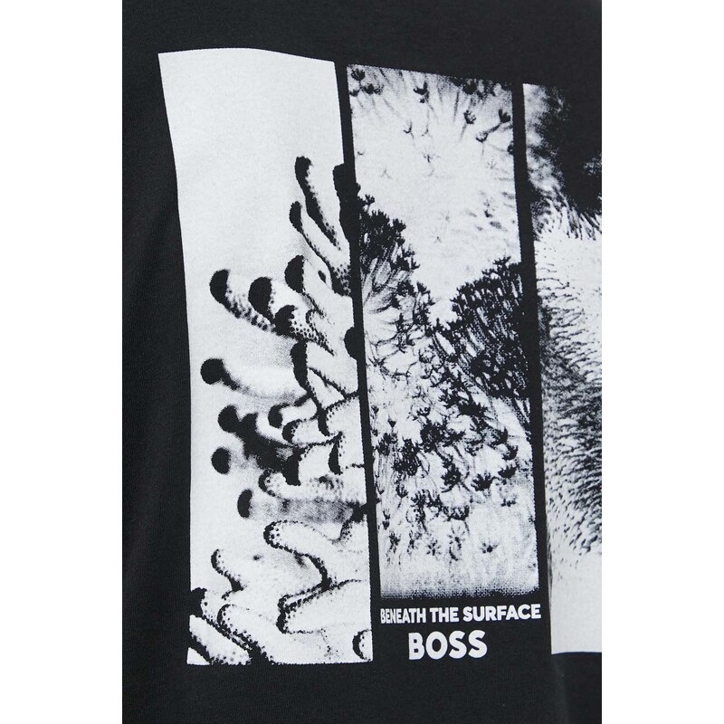 Памучна тениска Boss Orange в черно с принт 50515357