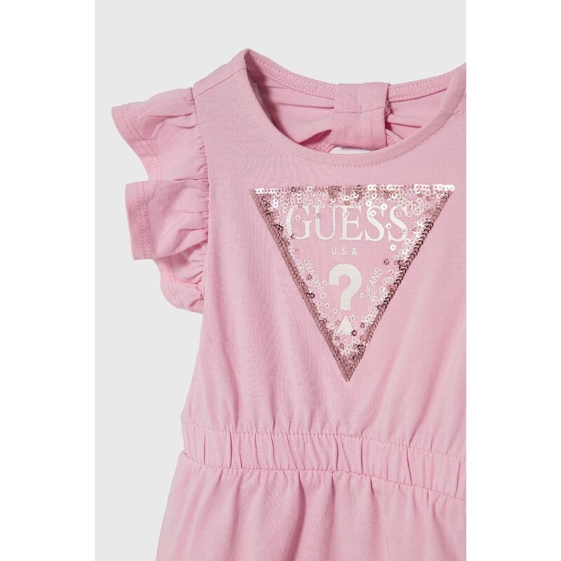 Бебешка рокля Guess в розово къса разкроена