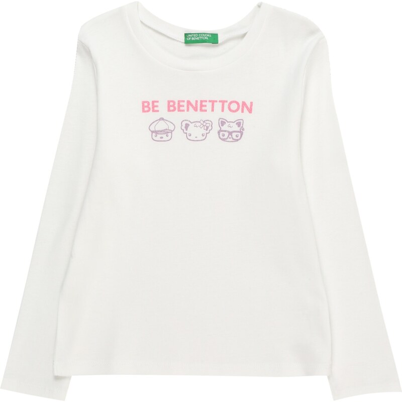 UNITED COLORS OF BENETTON Тениска лилав / светлорозово / бяло