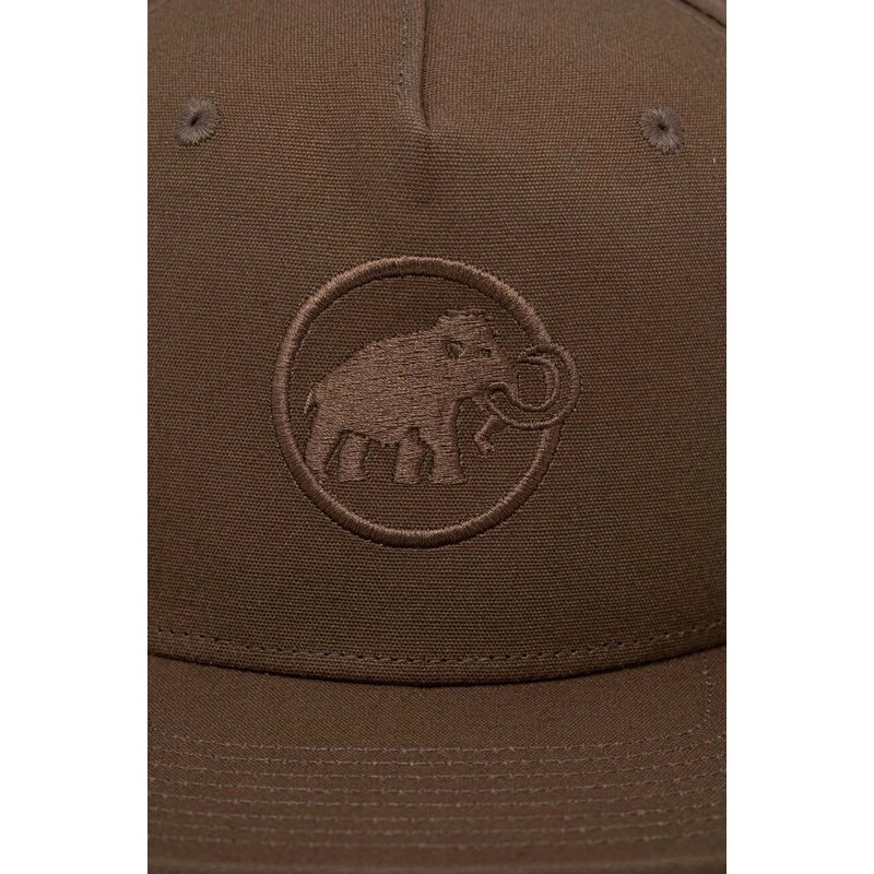 Памучна шапка с козирка Mammut в кафяво с апликация