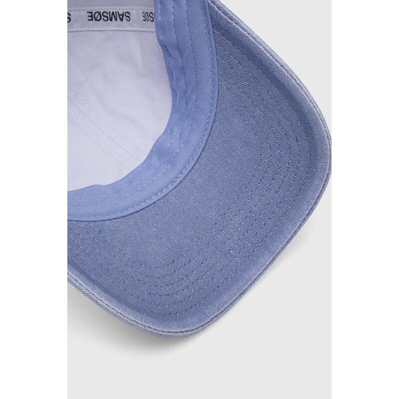 Samsoe Samsoe Памучна шапка с козирка Samsoe в синьо с изчистен дизайн U24100012