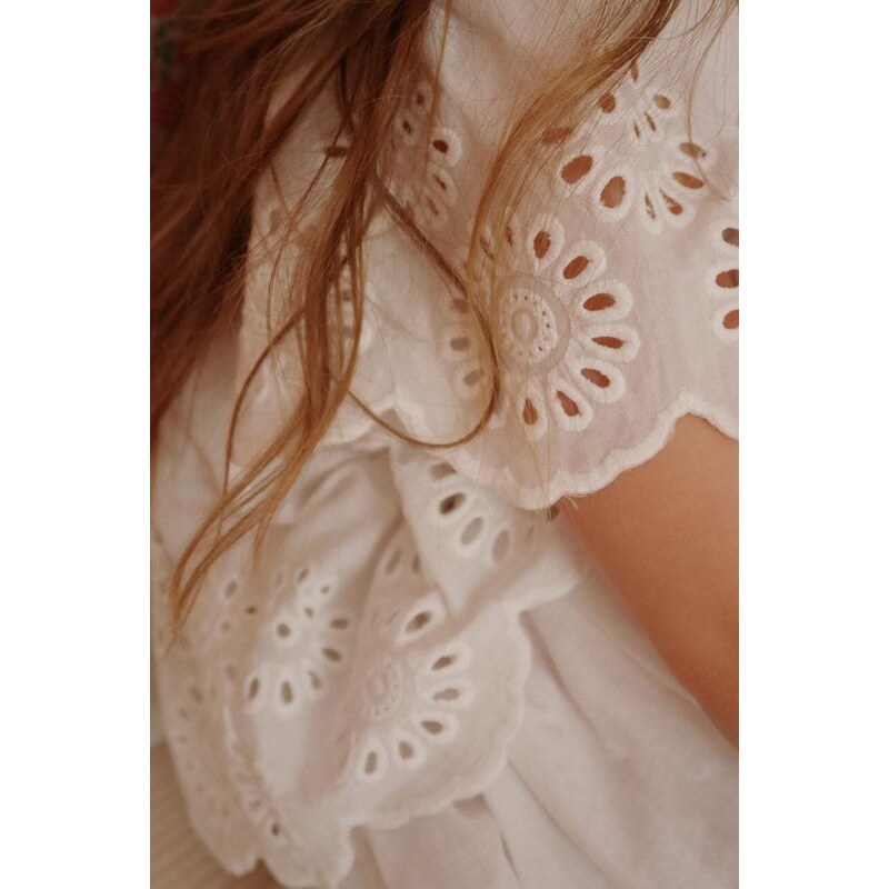 Детска памучна блуза Konges Sløjd в бяло с изчистен дизайн