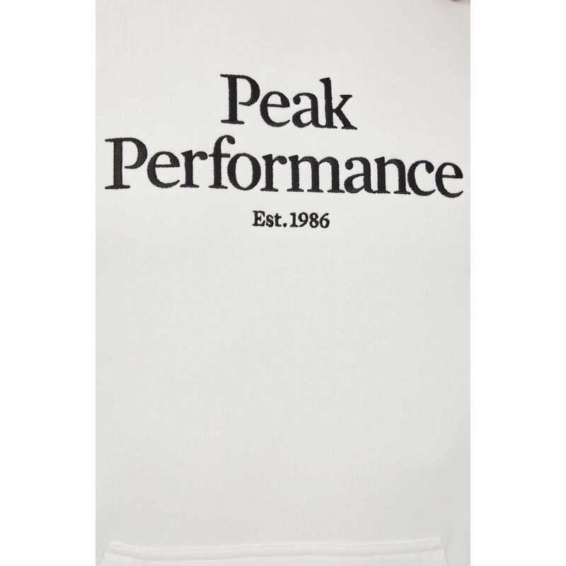 Суичър Peak Performance в бяло с качулка с апликация