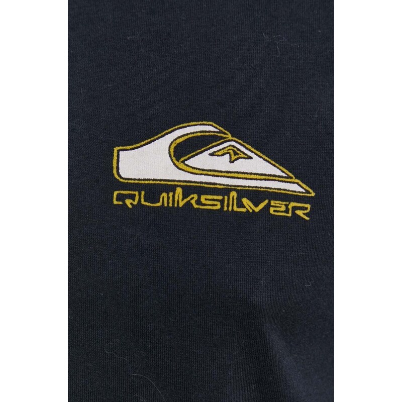 Памучна тениска Quiksilver в черно с принт