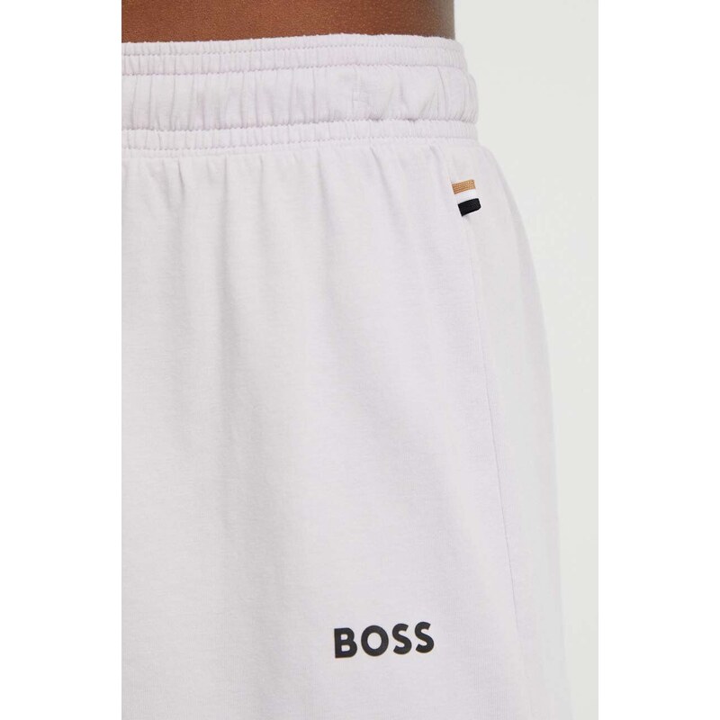 Домашен къс панталон BOSS в лилаво с изчистен дизайн висока талия 50515606