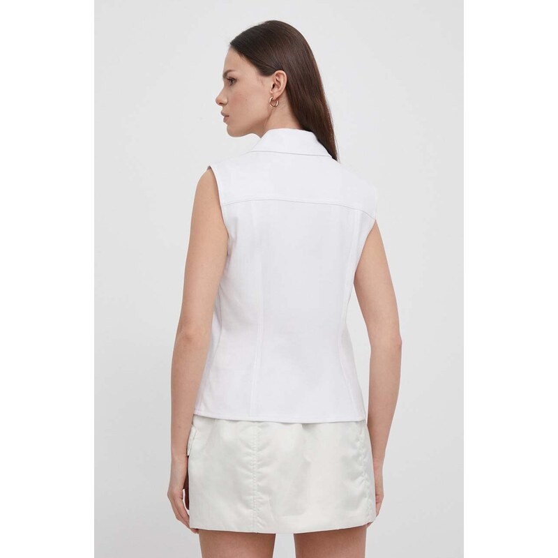 Риза Calvin Klein Jeans в бяло със стандартна кройка с класическа яка J20J223390