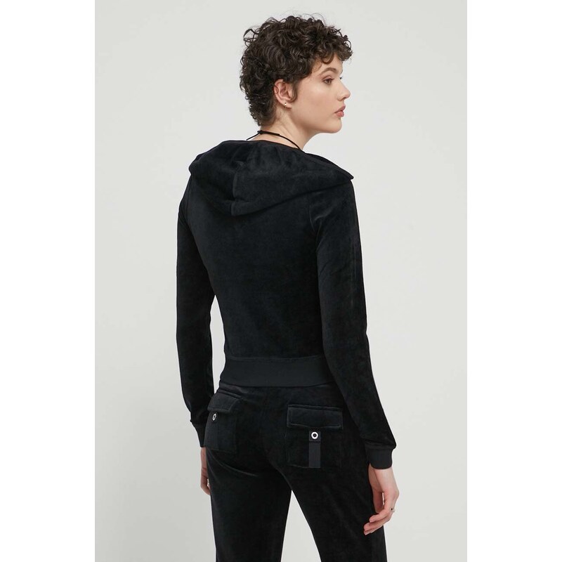 Суичър Juicy Couture в черно с качулка с апликация