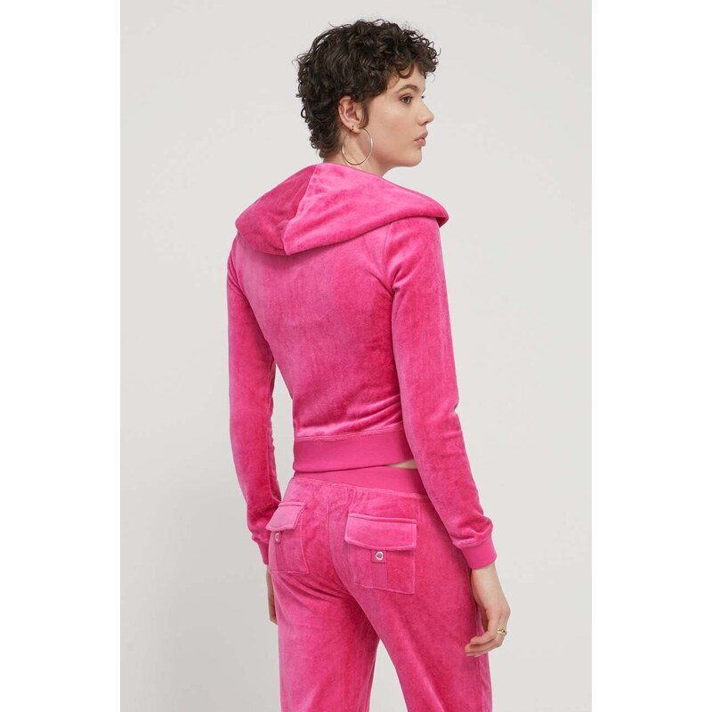 Суичър Juicy Couture в розово с качулка с апликация