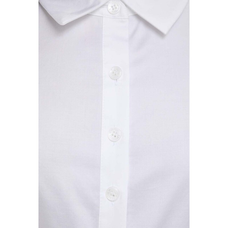 Риза Guess MONICA дамска в бяло със стандартна кройка с класическа яка W4GH09 WAF10