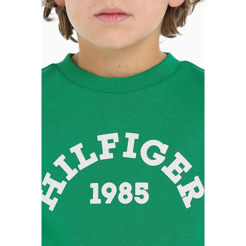 Детски суичър Tommy Hilfiger в зелено с принт