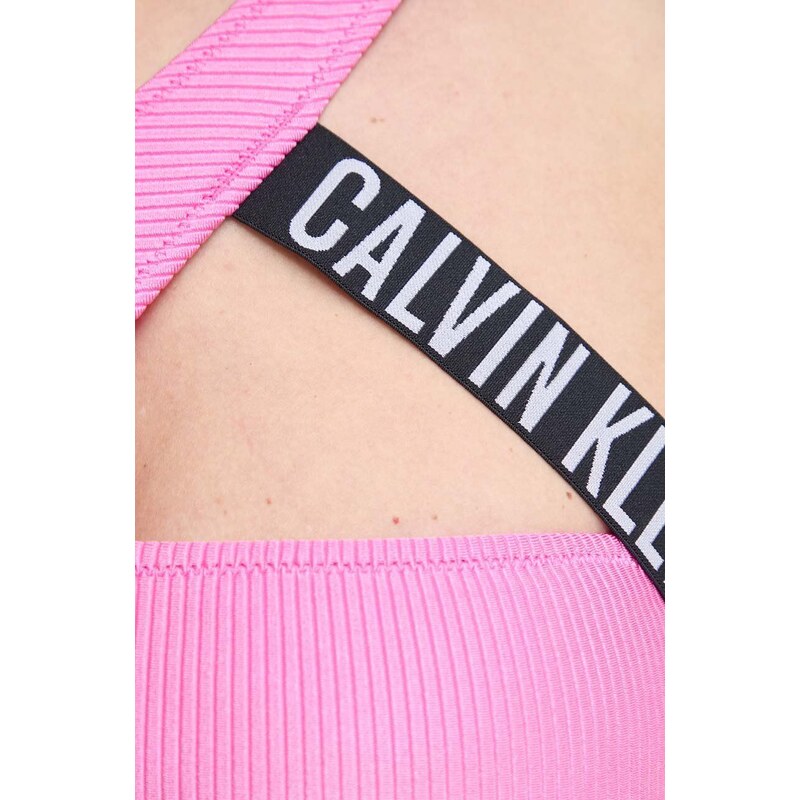 Горнище на бански Calvin Klein в розово с леко подплатени чашки KW0KW02388