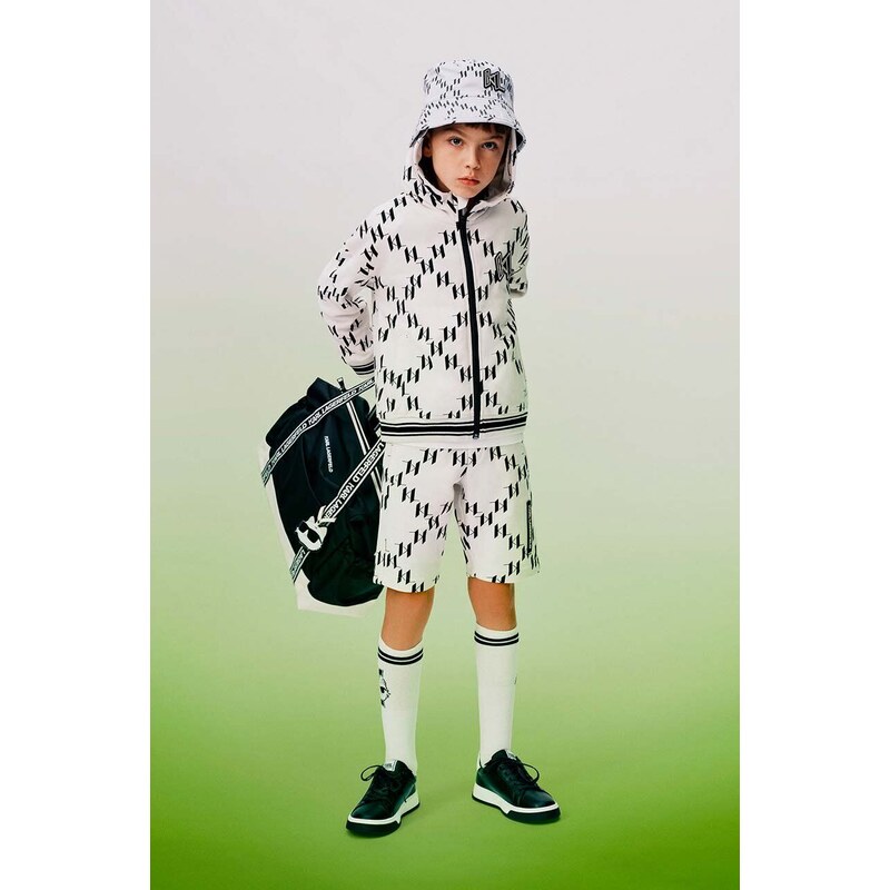 Детски памучен къс панталон Karl Lagerfeld в бежово