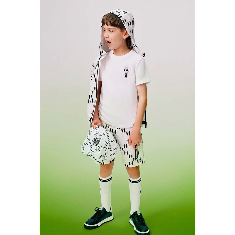 Детски памучен къс панталон Karl Lagerfeld в бежово