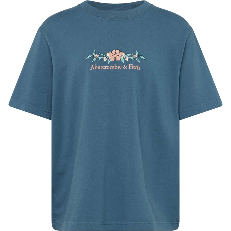 Abercrombie & Fitch Тениска гълъбово синьо / светлозелено / оранжево