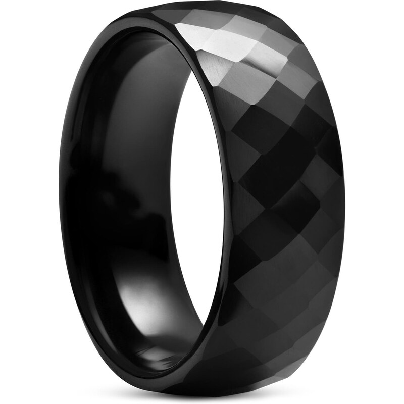 Lucleon Фасетиран черен керамичен пръстен