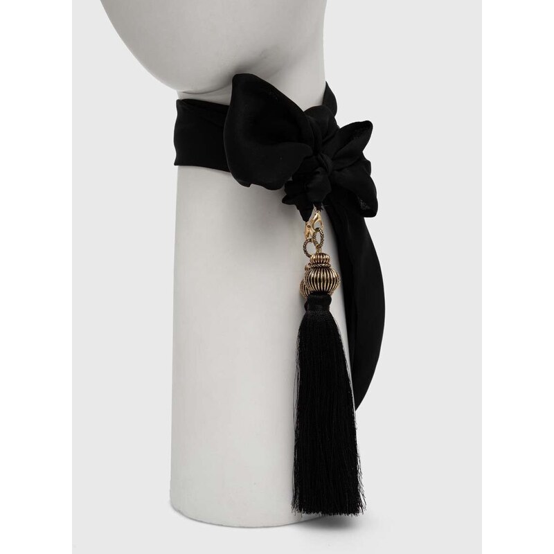 Копринен шал Luisa Spagnoli REPLICA в черно с изчистен дизайн 541156