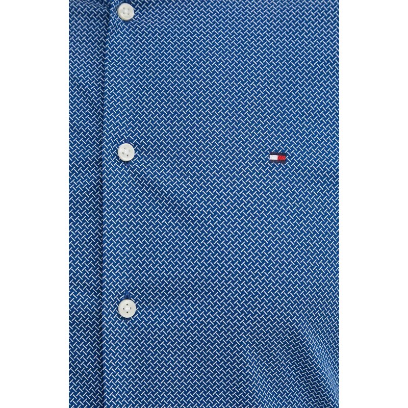 Риза Tommy Hilfiger мъжка в тъмносиньо с кройка по тялото класическа яка MW0MW34629