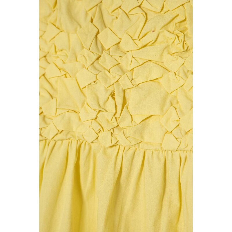 Детска памучна рокля zippy в жълто среднодълга разкроена
