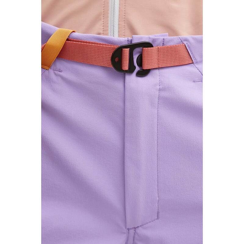 Къс панталон за спортове на открито Peak Performance Vislight Light в лилаво с изчистен дизайн с висока талия