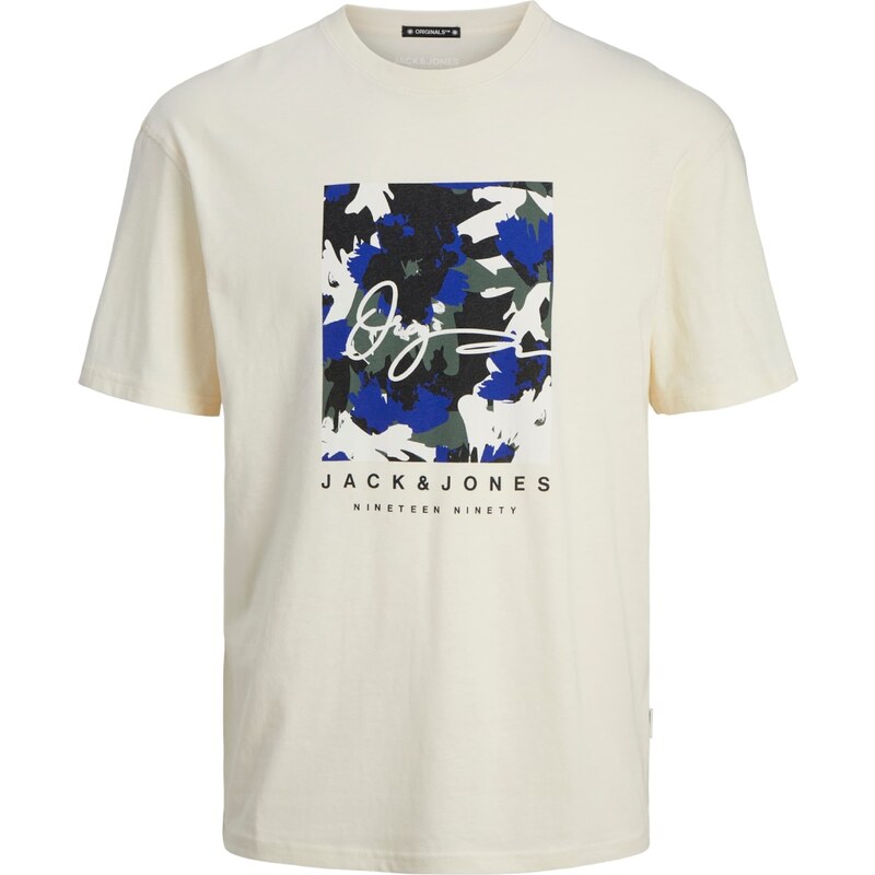 JACK & JONES Тениска 'ARUBA' кремаво / синьо / базалтово синьо / черно