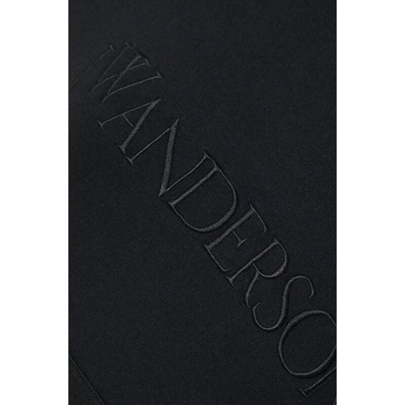Памучен суичър JW Anderson Logo Embroidery Hoodie в черно с качулка с изчистен дизайн JW0164.PG0861.999