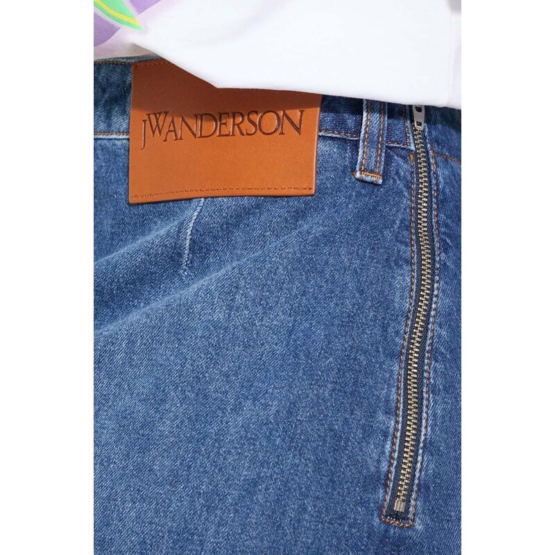 Дънкова пола JW Anderson Twisted Mini Skirt в синьо къса разкроена DK0020.PG1499.804