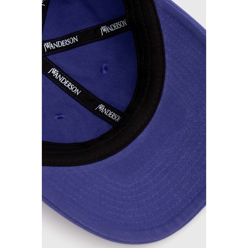 Памучна шапка с козирка JW Anderson Baseball Cap в лилаво с апликация AC0198.FA0349.830