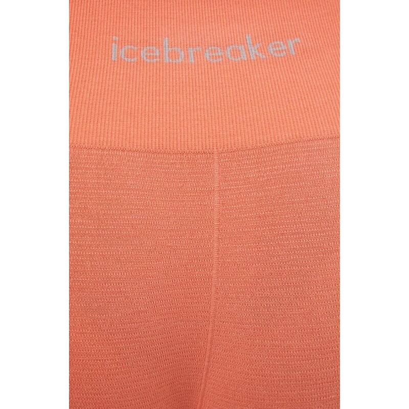 Спортен къс панталон Icebreaker 260 ZoneKnit Merino Blend Seamless в оранжево с изчистен дизайн с висока талия IB0A56XOB751