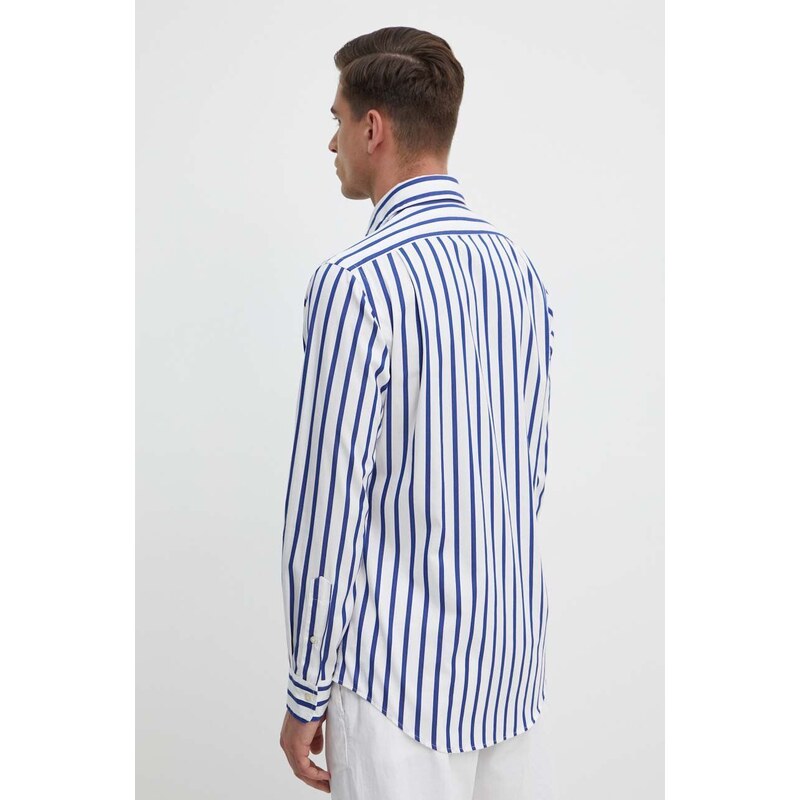Памучна риза Polo Ralph Lauren мъжка в синьо със стандартна кройка с италианска яка 710925296